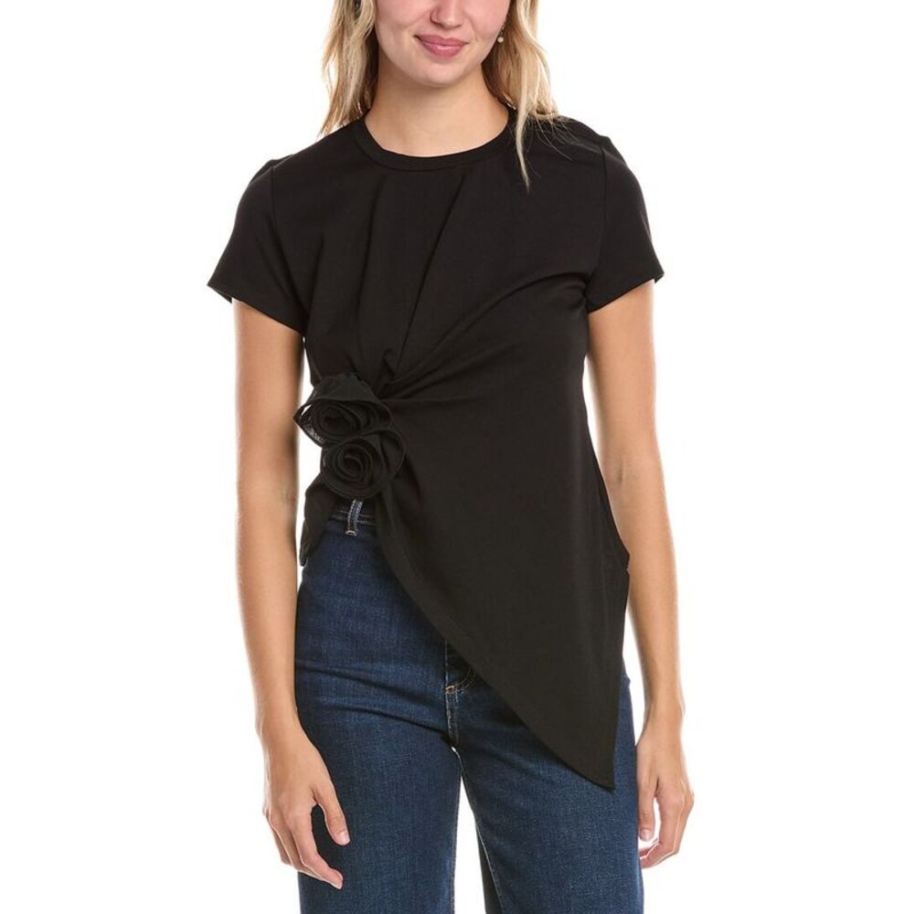 Gracia Womens  Flower Top, Black